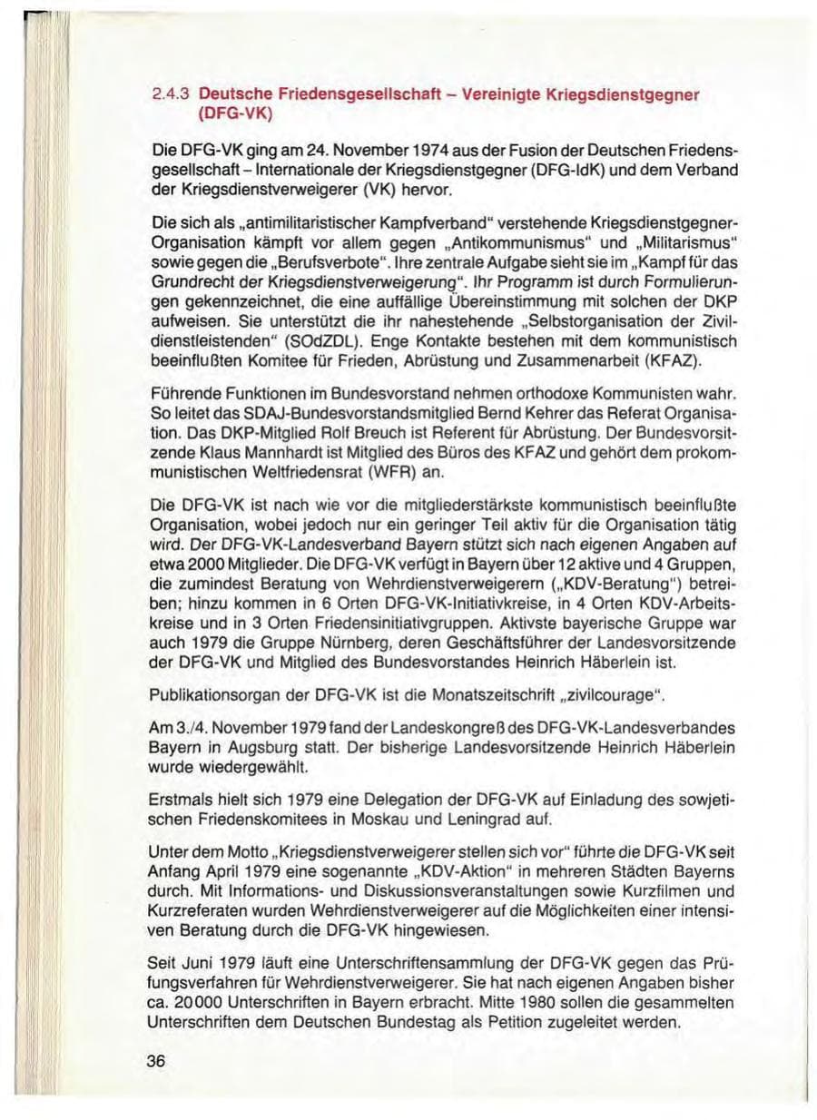 Seite 38 des Verfassungsschutzbericht 1979 Bayern