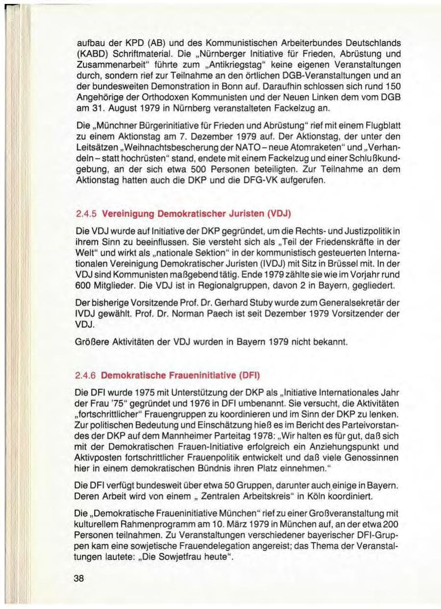Seite 40 des Verfassungsschutzbericht 1979 Bayern