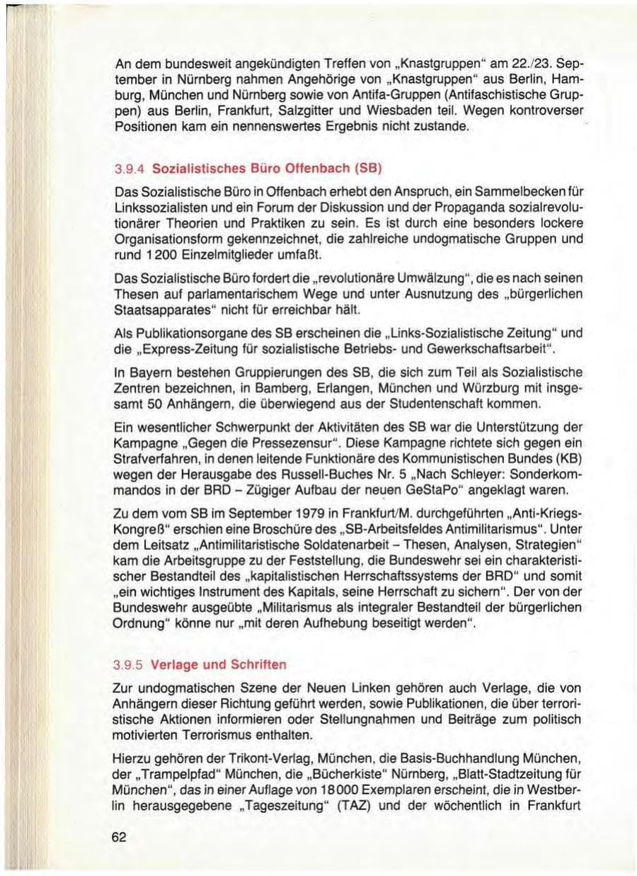 Seite 64 des Verfassungsschutzbericht 1979 Bayern
