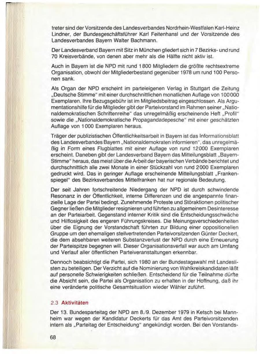 Seite 70 des Verfassungsschutzbericht 1979 Bayern