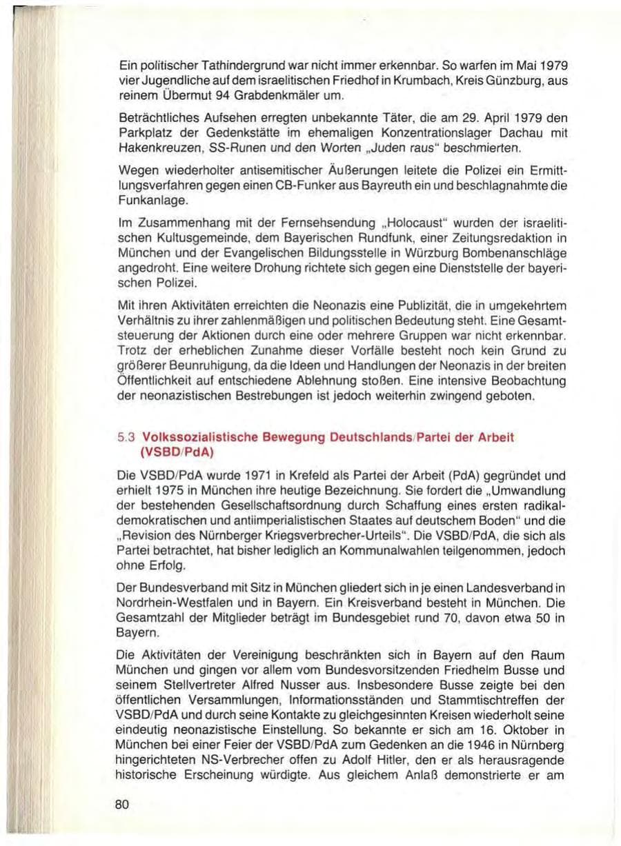 Seite 82 des Verfassungsschutzbericht 1979 Bayern