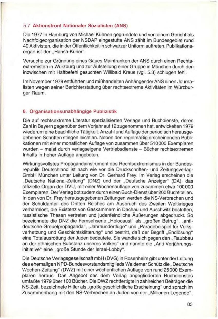 Seite 85 des Verfassungsschutzbericht 1979 Bayern