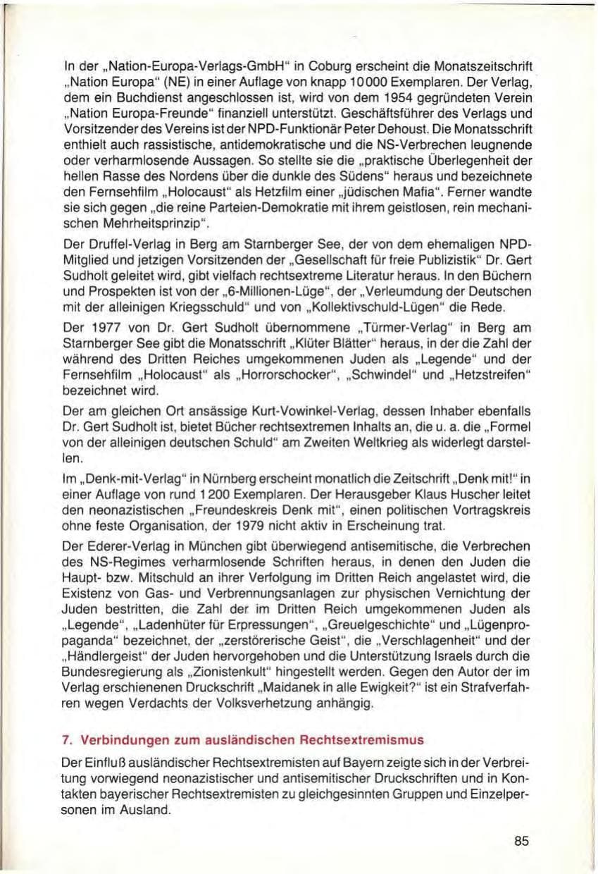 Seite 87 des Verfassungsschutzbericht 1979 Bayern