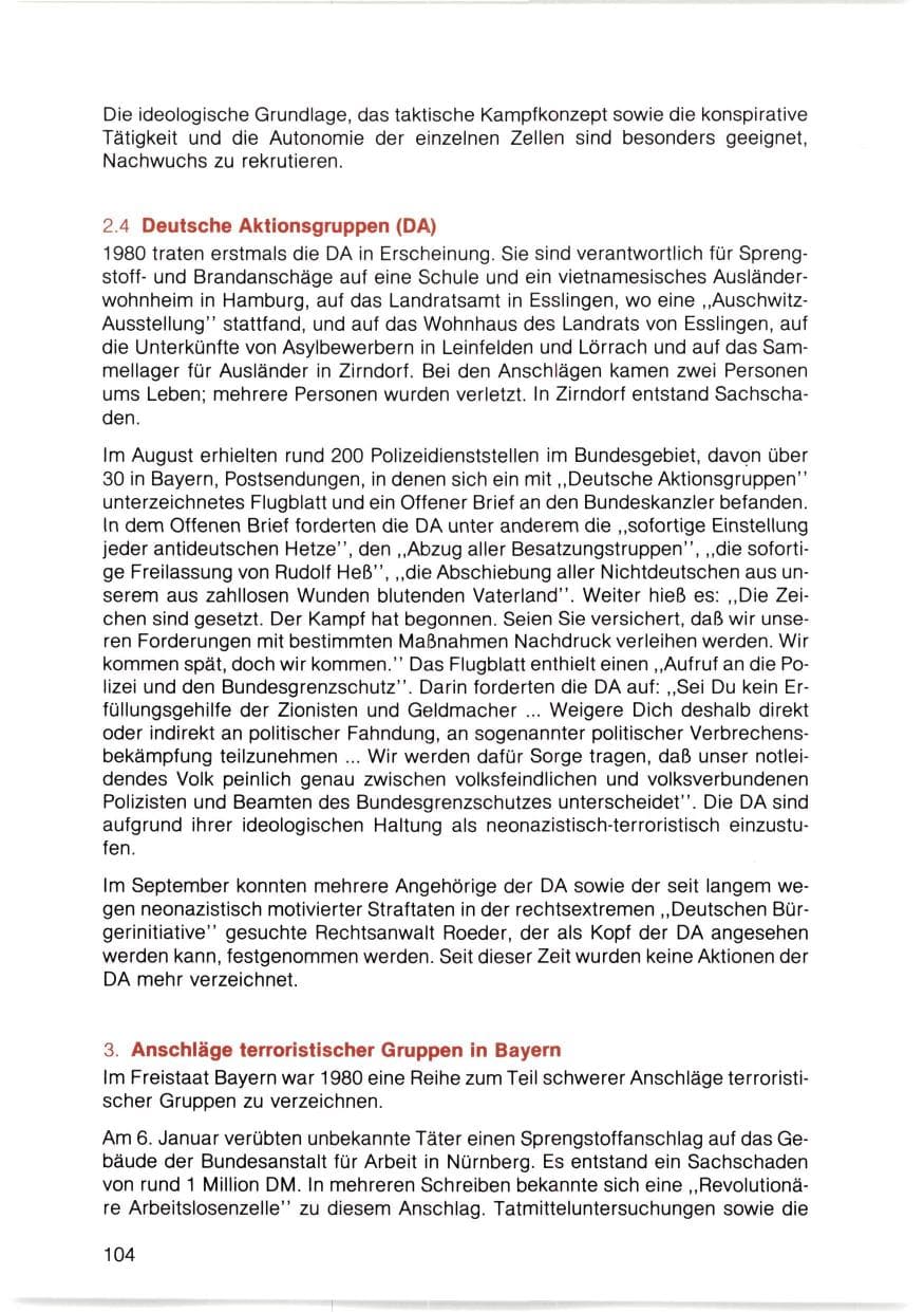 Seite 105 des Verfassungsschutzbericht 1980 Bayern