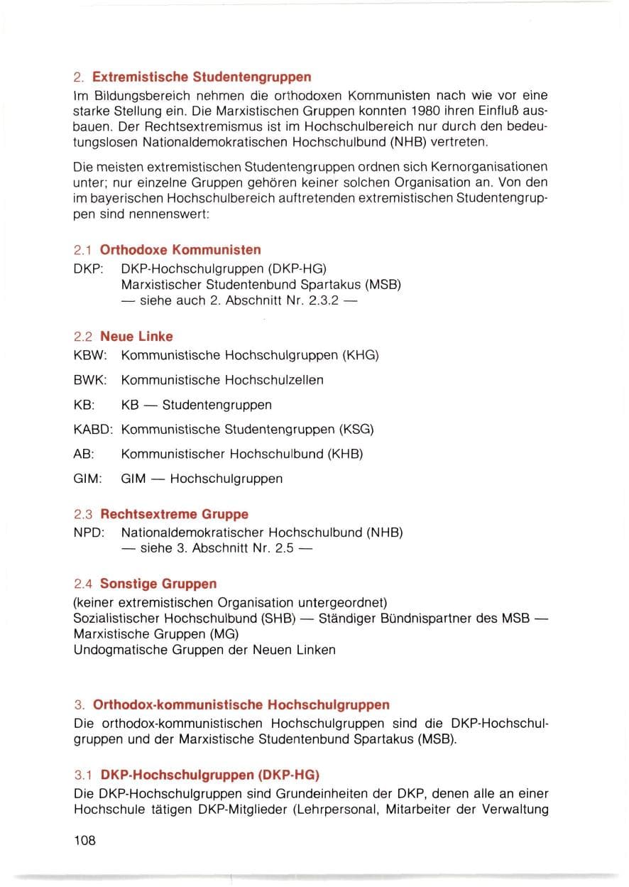 Seite 109 des Verfassungsschutzbericht 1980 Bayern