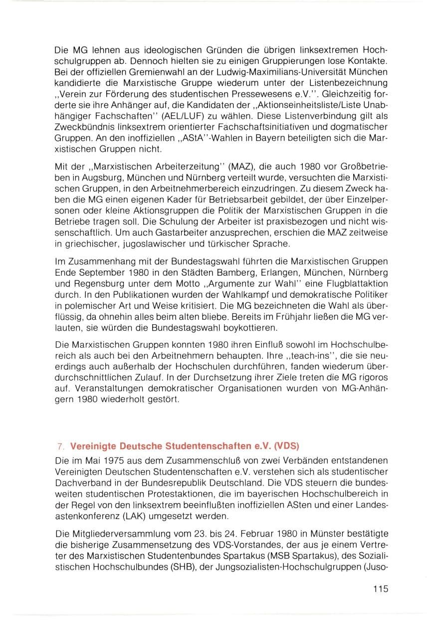 Seite 116 des Verfassungsschutzbericht 1980 Bayern