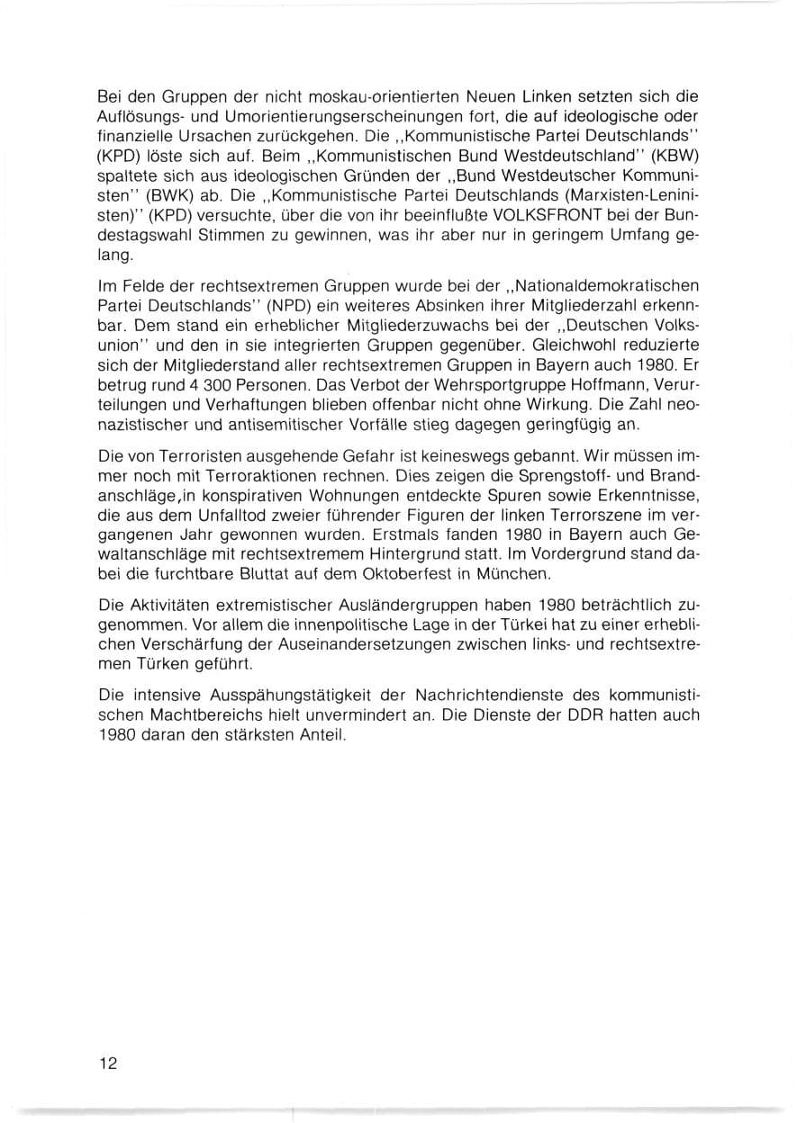 Seite 13 des Verfassungsschutzbericht 1980 Bayern