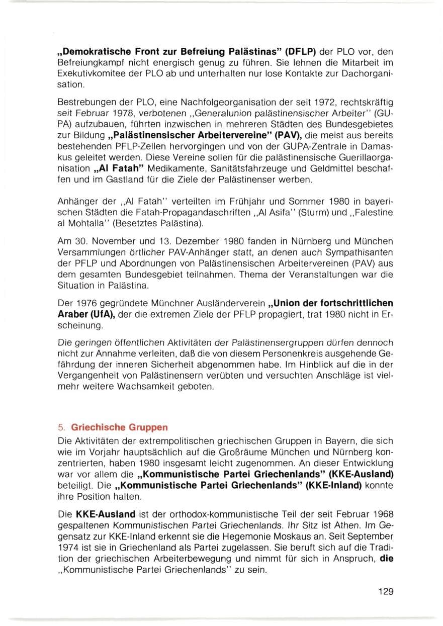 Seite 130 des Verfassungsschutzbericht 1980 Bayern
