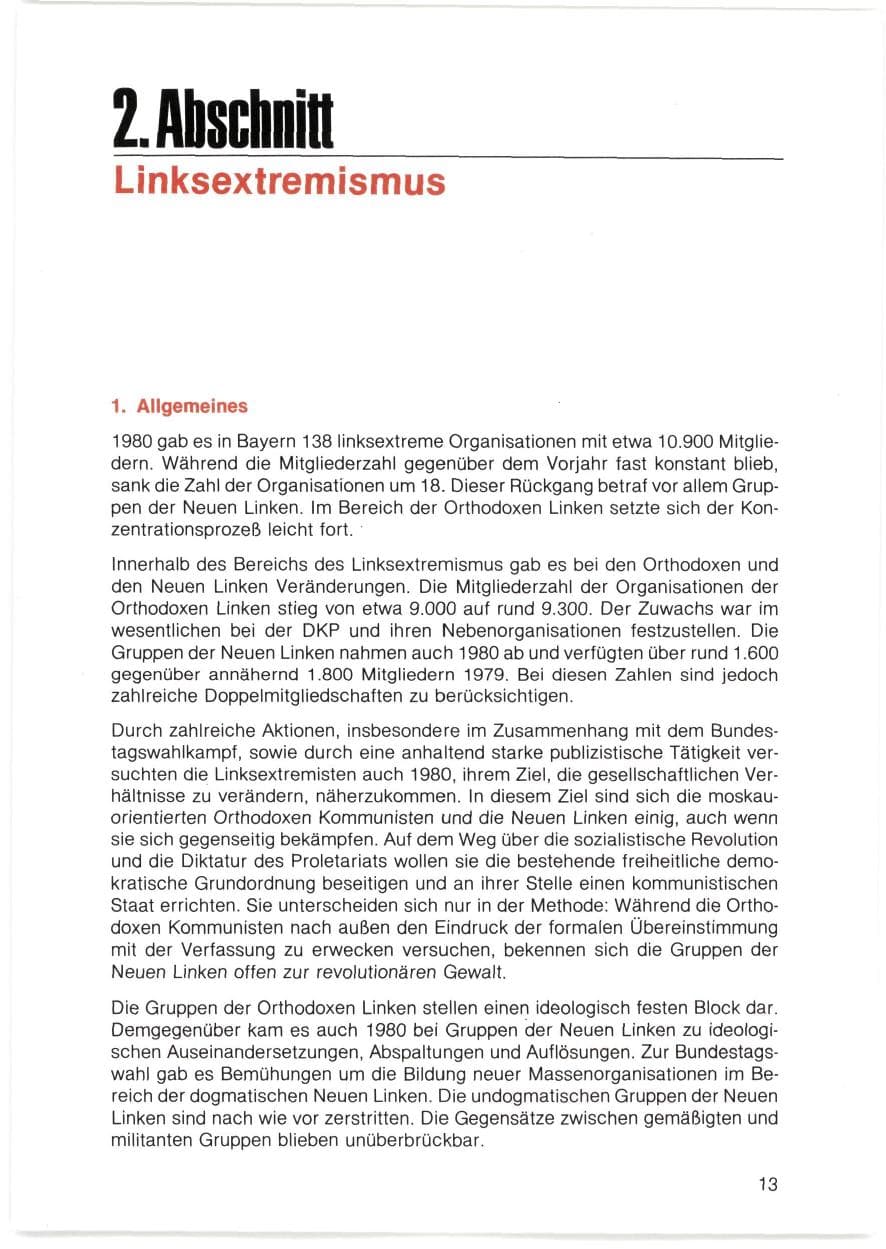 Seite 14 des Verfassungsschutzbericht 1980 Bayern
