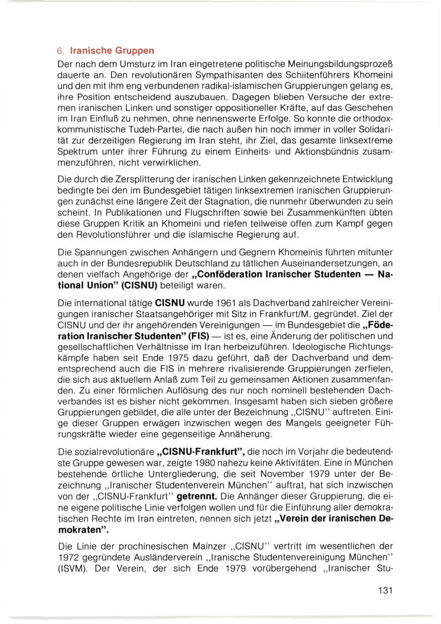 Seite 132 des Verfassungsschutzbericht 1980 Bayern