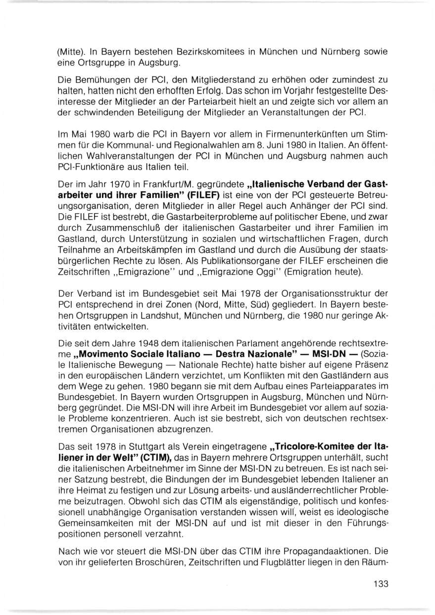 Seite 134 des Verfassungsschutzbericht 1980 Bayern
