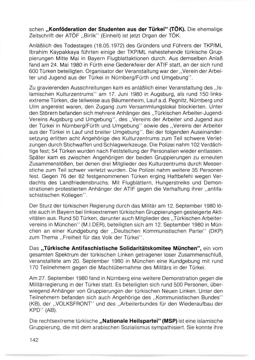 Seite 143 des Verfassungsschutzbericht 1980 Bayern