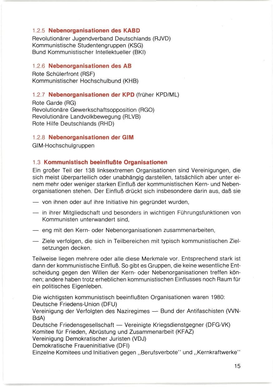 Seite 16 des Verfassungsschutzbericht 1980 Bayern