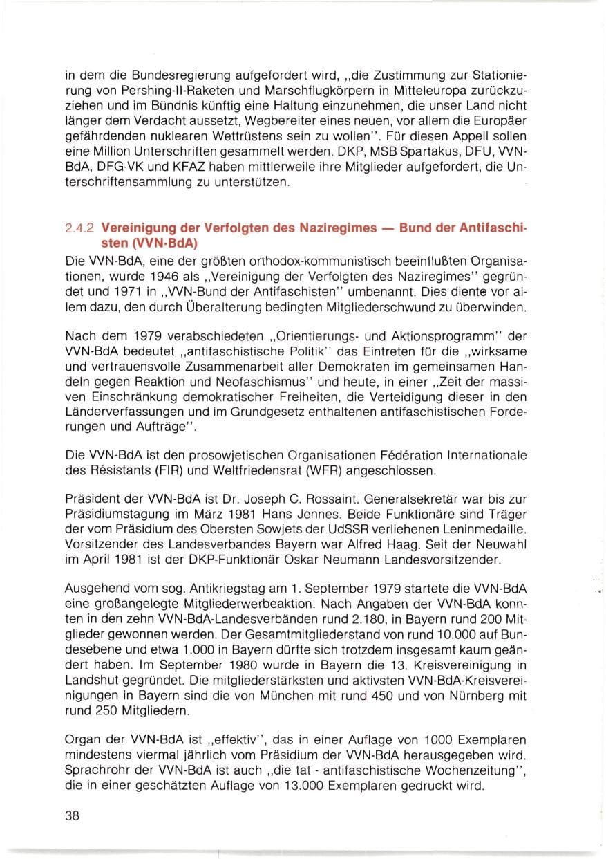 Seite 39 des Verfassungsschutzbericht 1980 Bayern