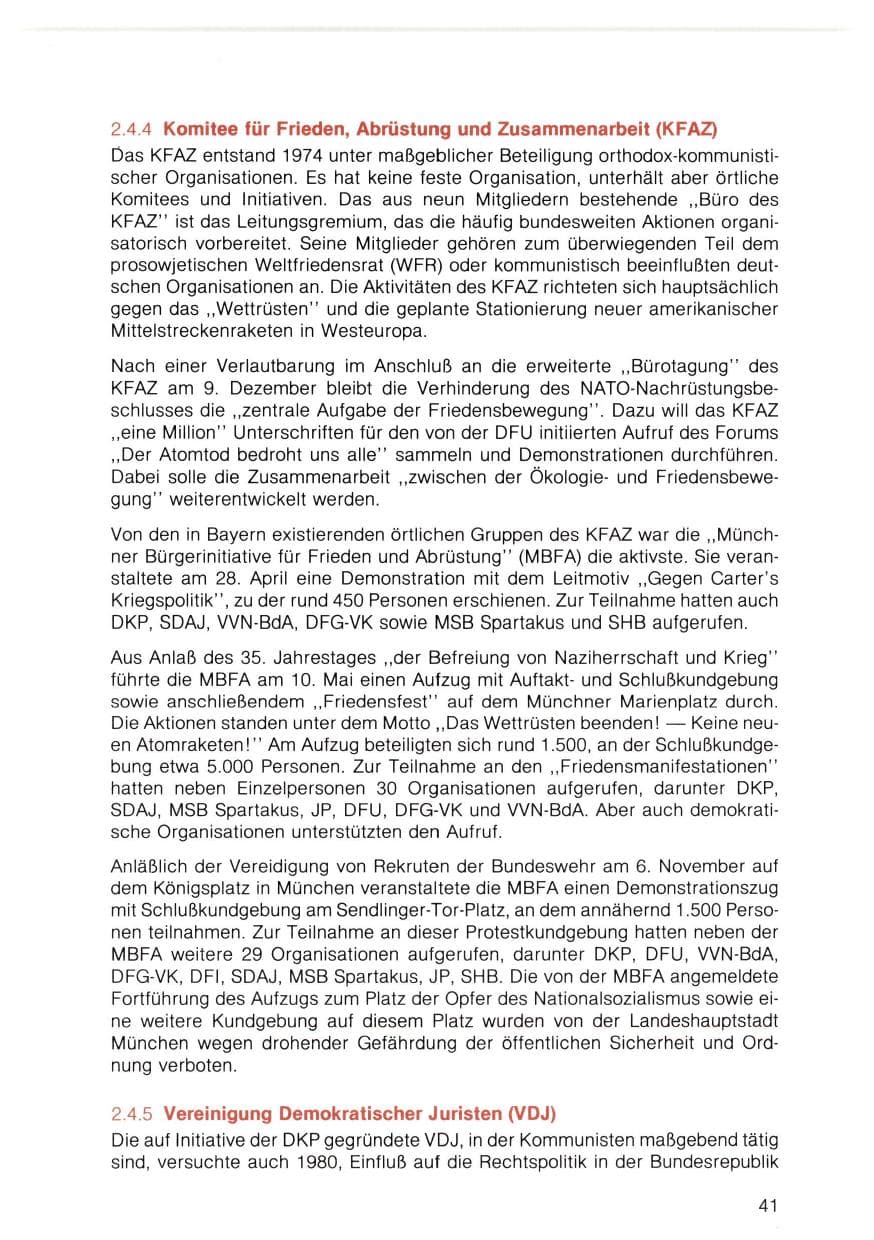 Seite 42 des Verfassungsschutzbericht 1980 Bayern