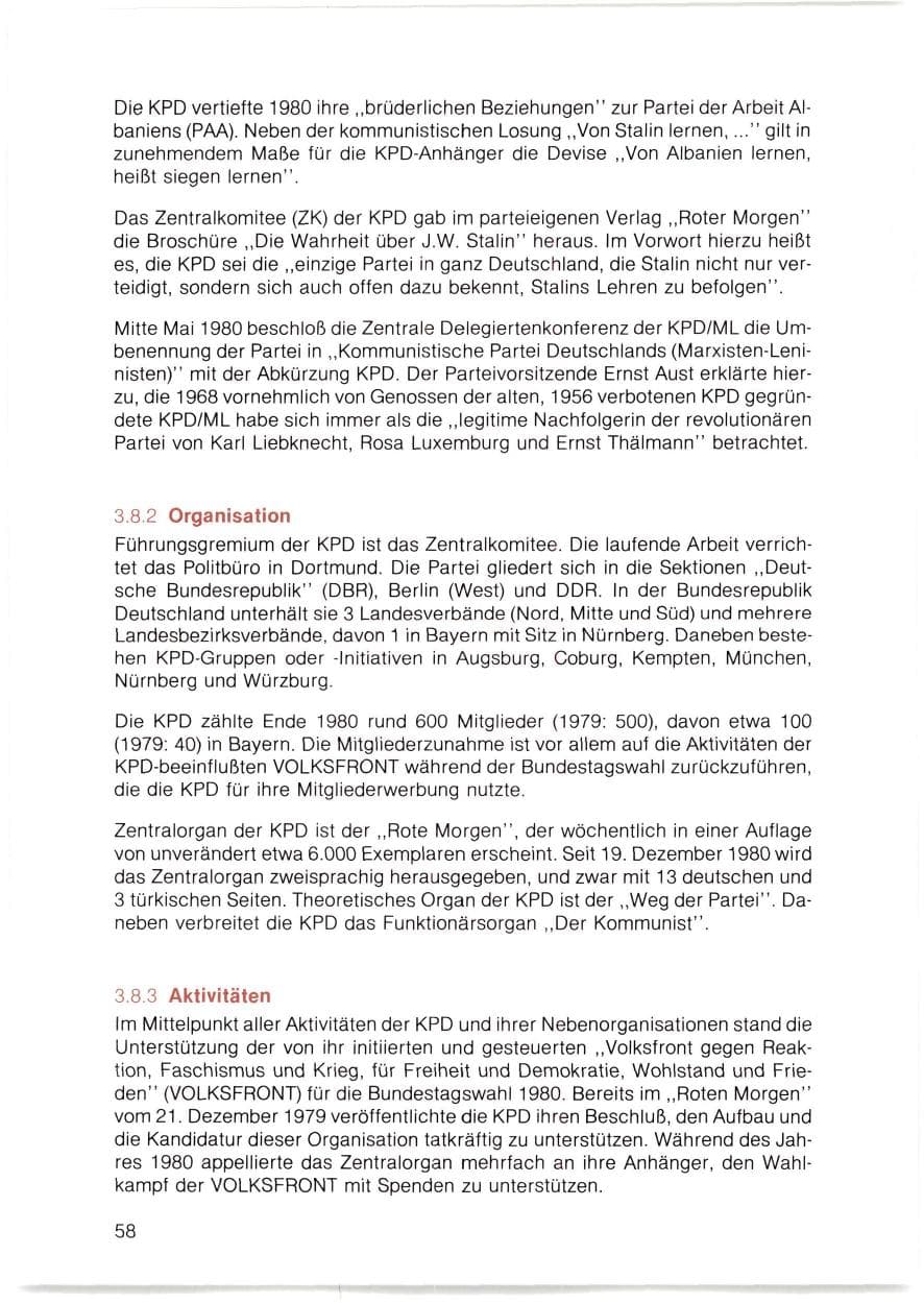 Seite 59 des Verfassungsschutzbericht 1980 Bayern