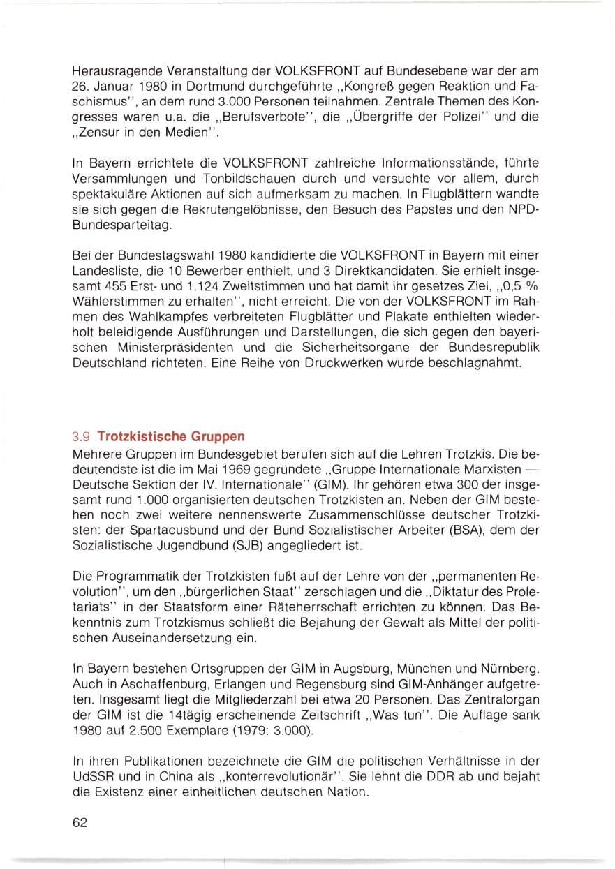 Seite 63 des Verfassungsschutzbericht 1980 Bayern
