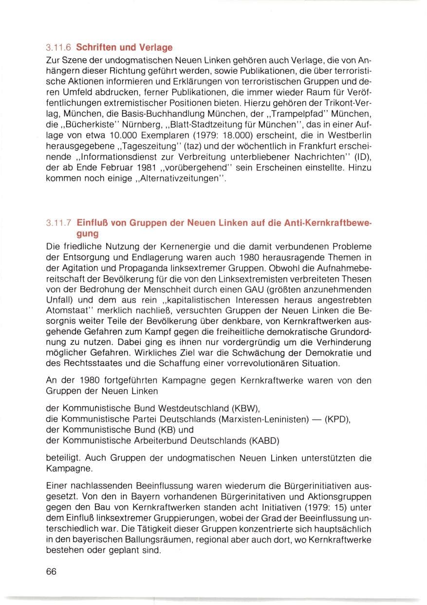 Seite 67 des Verfassungsschutzbericht 1980 Bayern