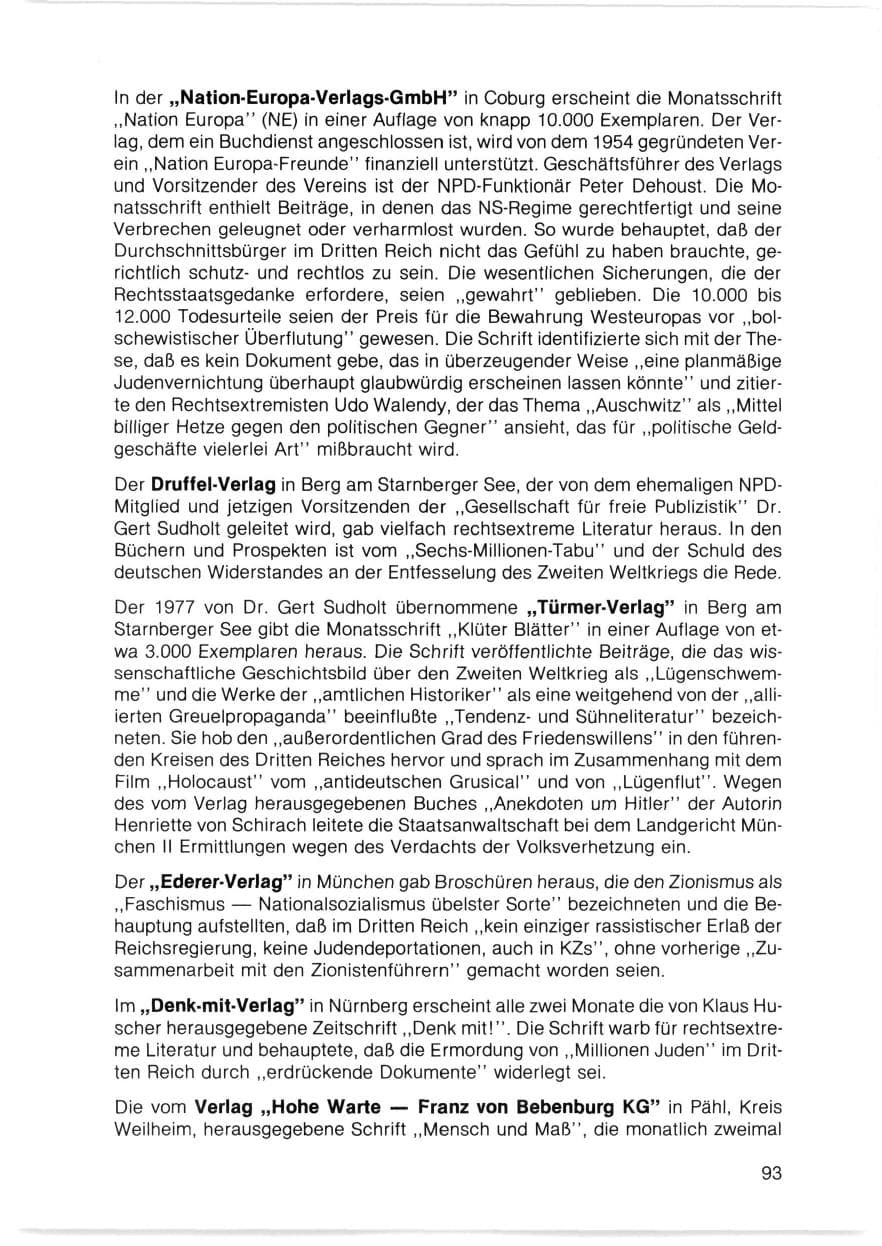 Seite 94 des Verfassungsschutzbericht 1980 Bayern