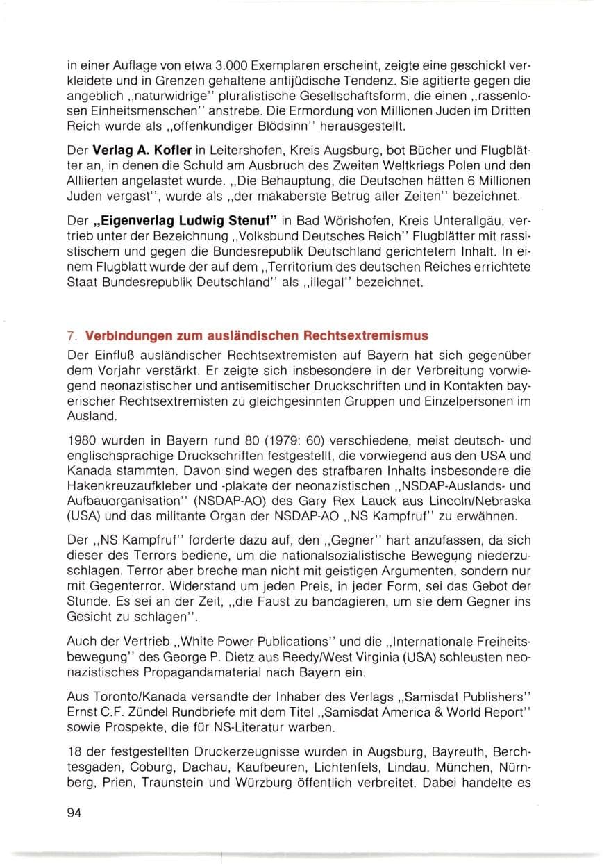 Seite 95 des Verfassungsschutzbericht 1980 Bayern