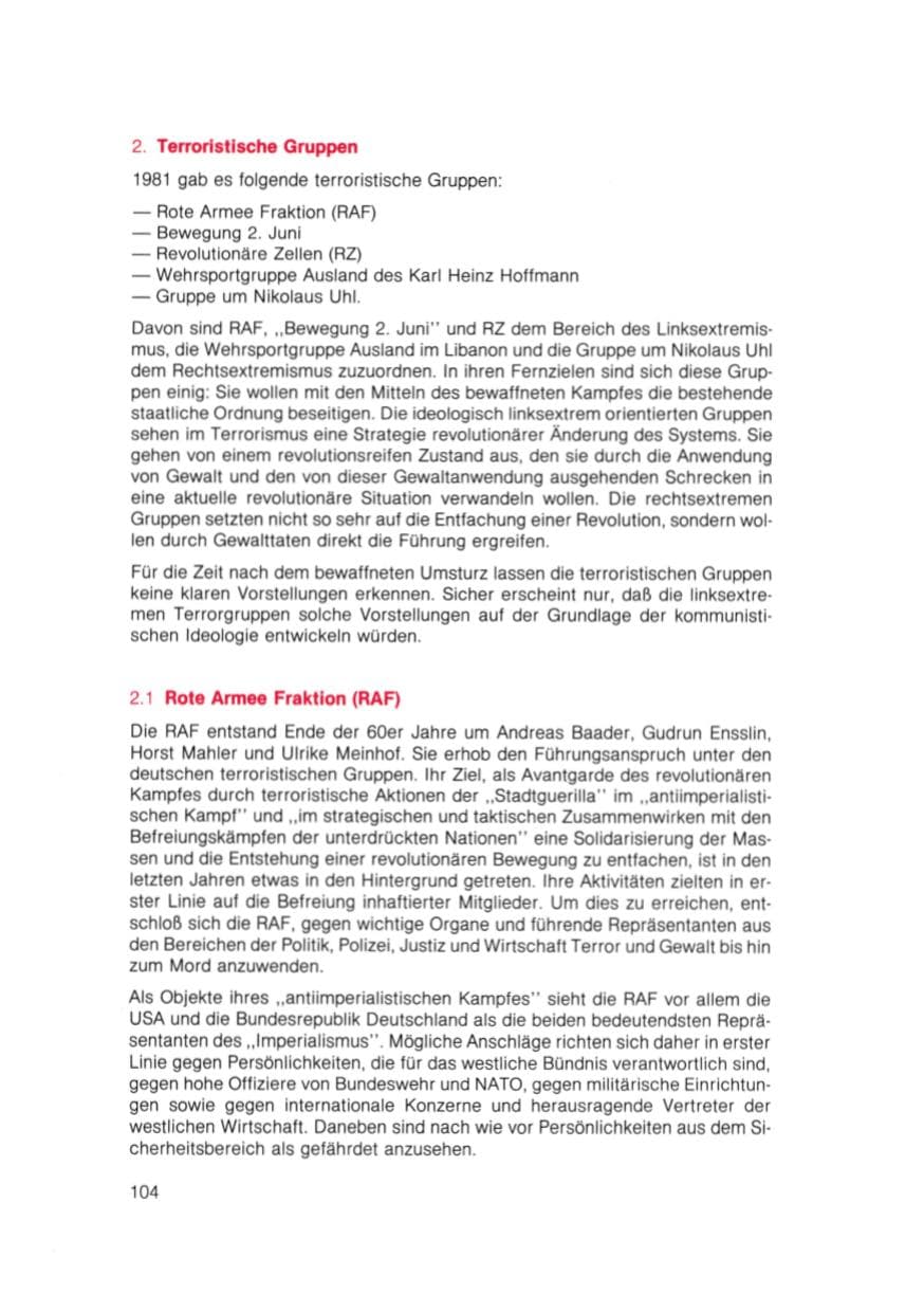 Seite 105 des Verfassungsschutzbericht 1981 Bayern