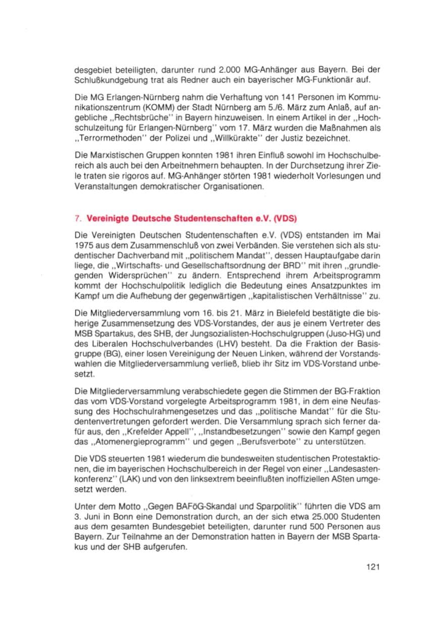 Seite 122 des Verfassungsschutzbericht 1981 Bayern