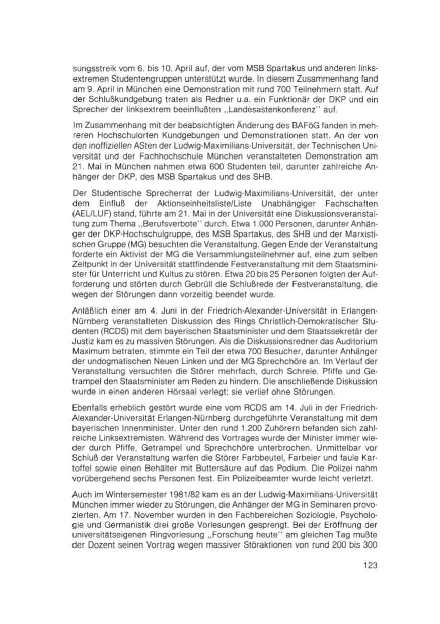 Seite 124 des Verfassungsschutzbericht 1981 Bayern