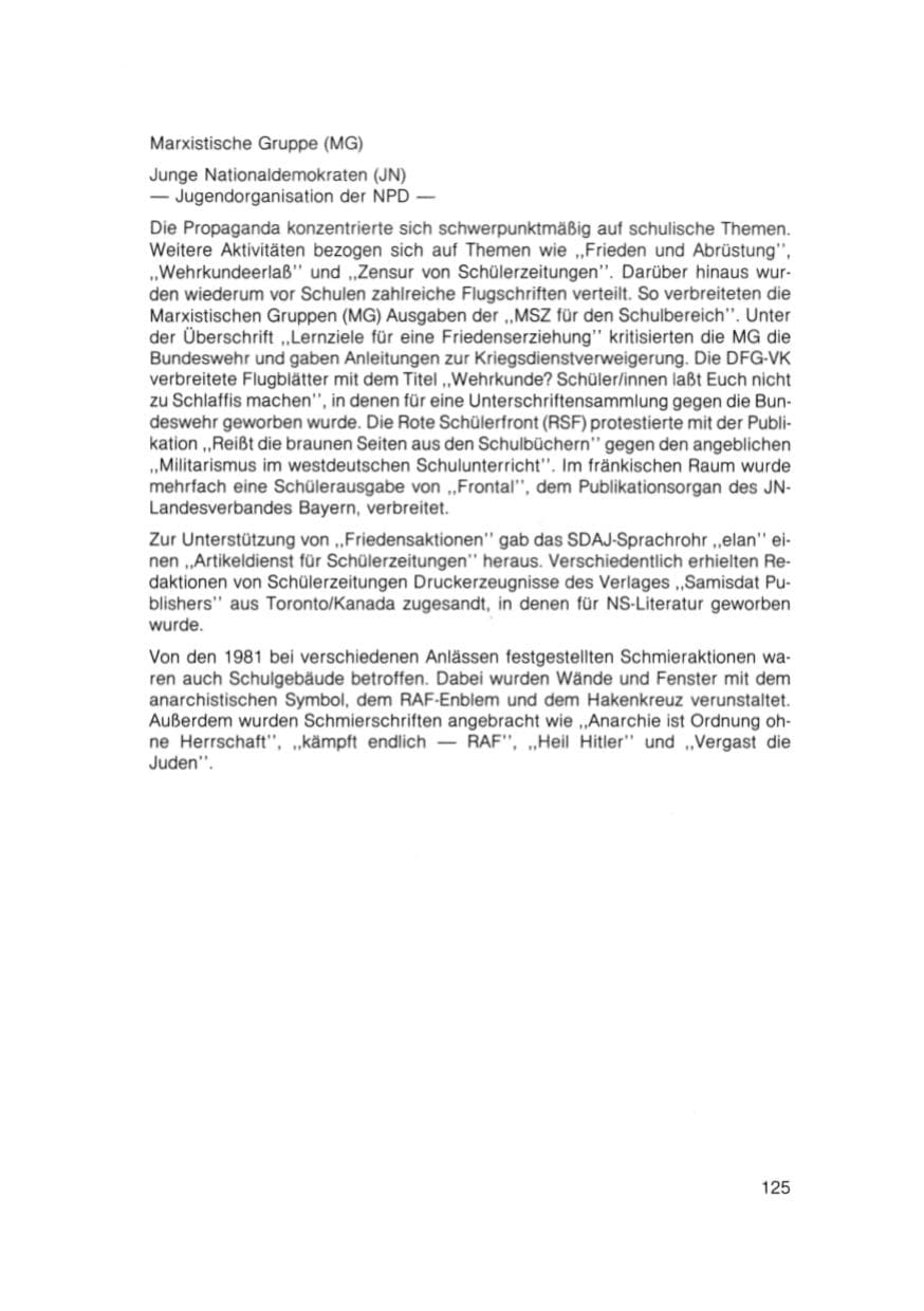 Seite 126 des Verfassungsschutzbericht 1981 Bayern