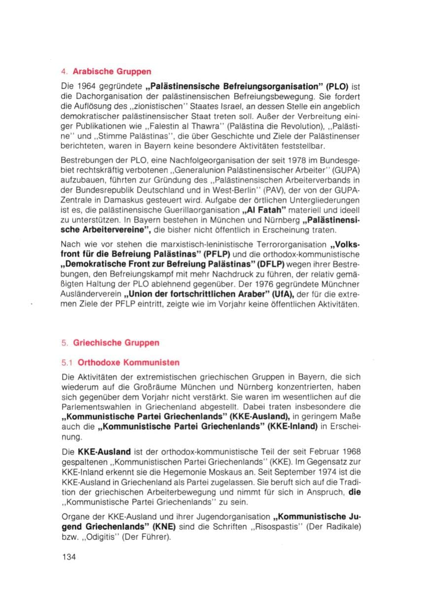 Seite 135 des Verfassungsschutzbericht 1981 Bayern