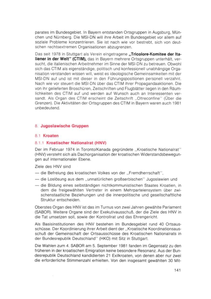 Seite 142 des Verfassungsschutzbericht 1981 Bayern