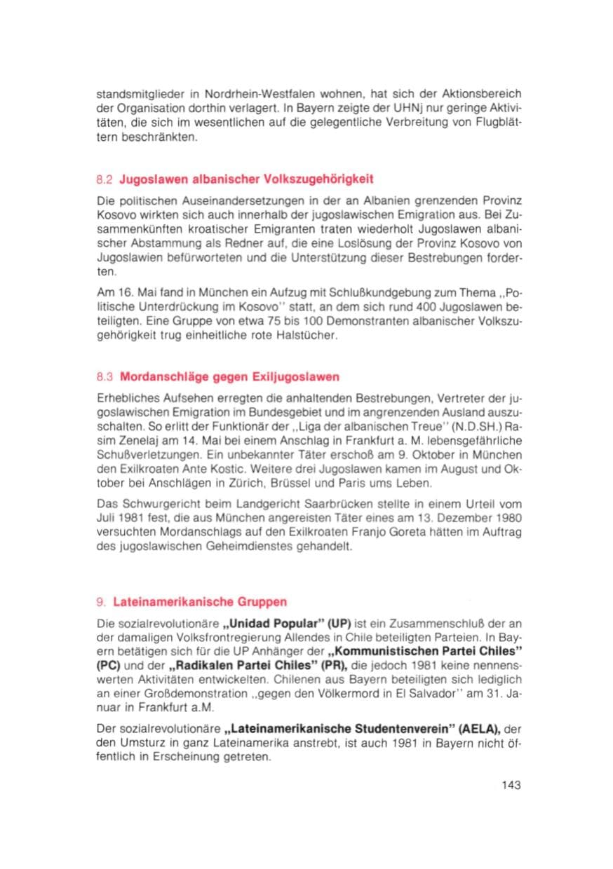Seite 144 des Verfassungsschutzbericht 1981 Bayern