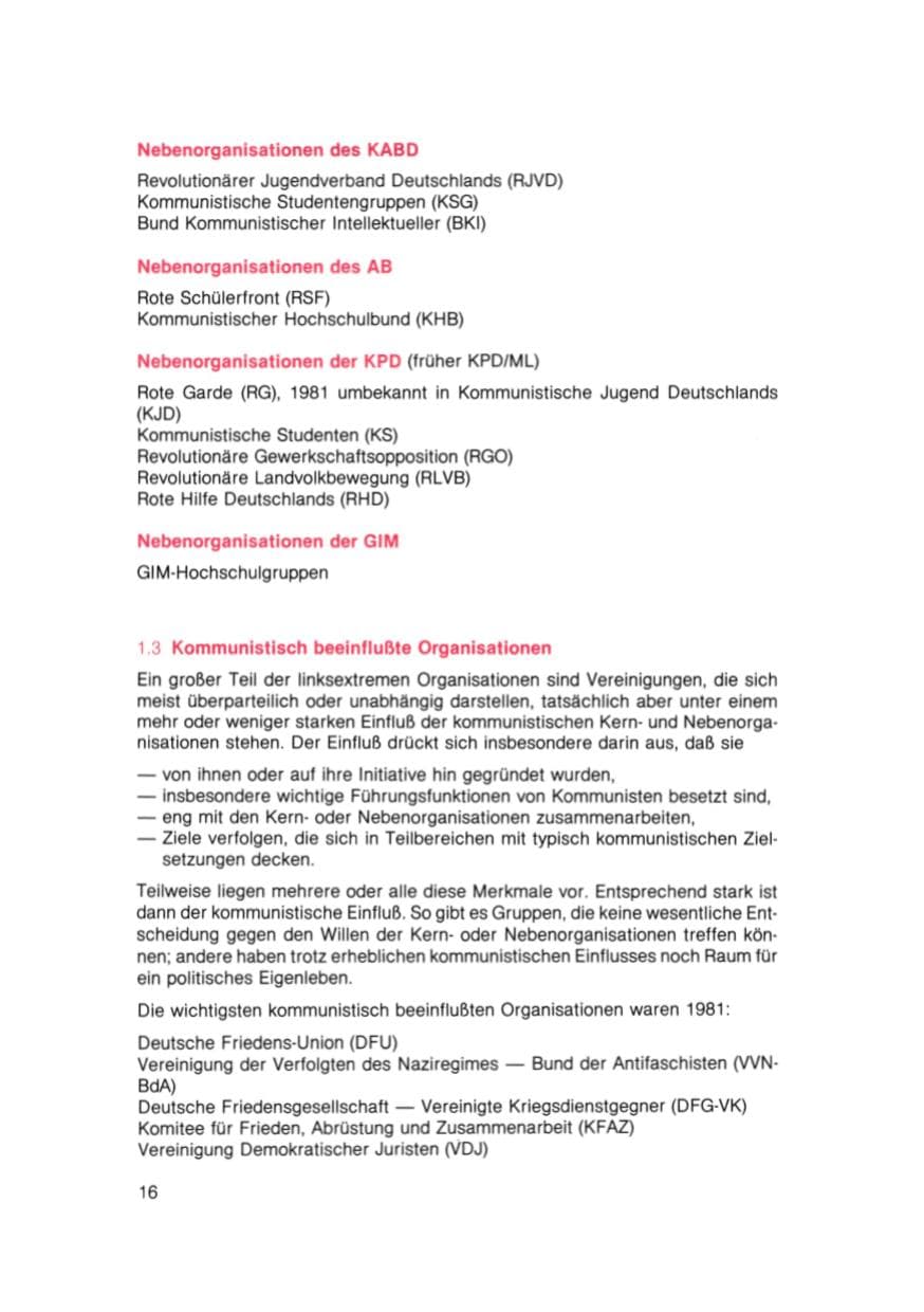 Seite 17 des Verfassungsschutzbericht 1981 Bayern