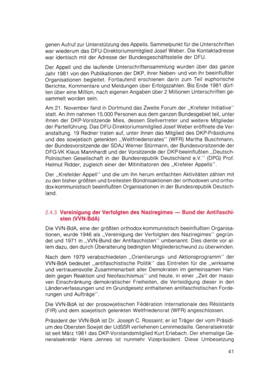 Seite 42 des Verfassungsschutzbericht 1981 Bayern