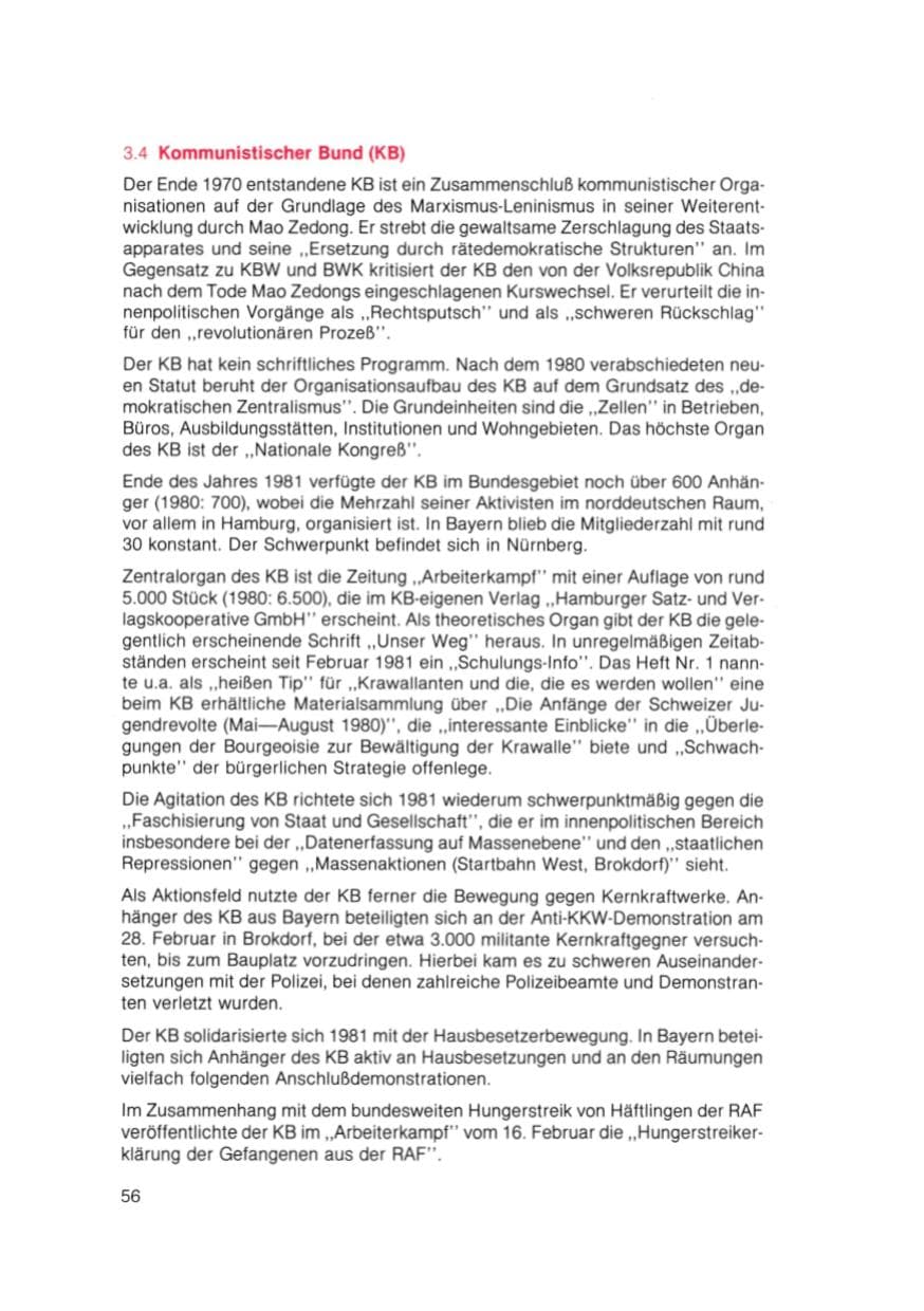 Seite 57 des Verfassungsschutzbericht 1981 Bayern