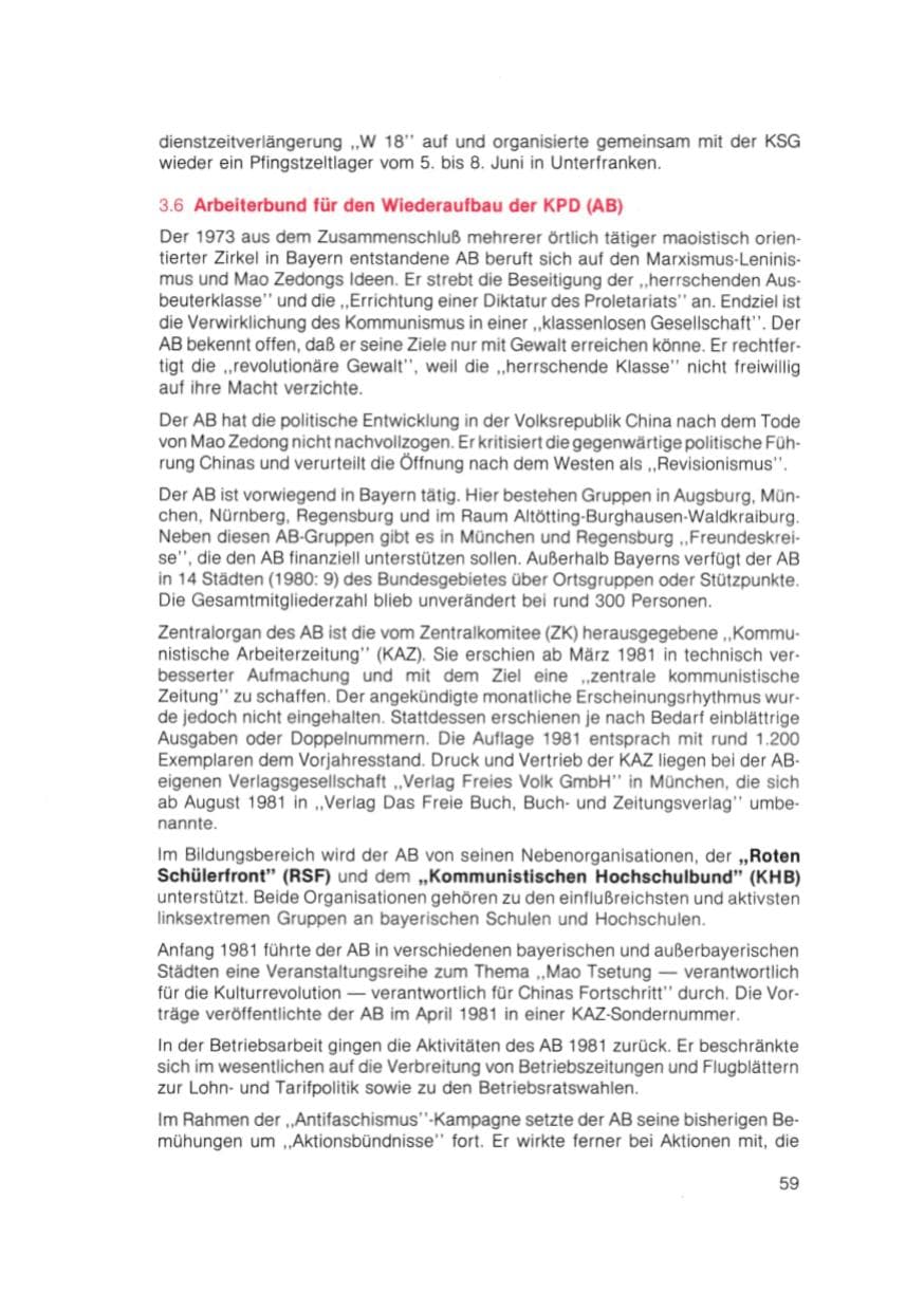 Seite 60 des Verfassungsschutzbericht 1981 Bayern
