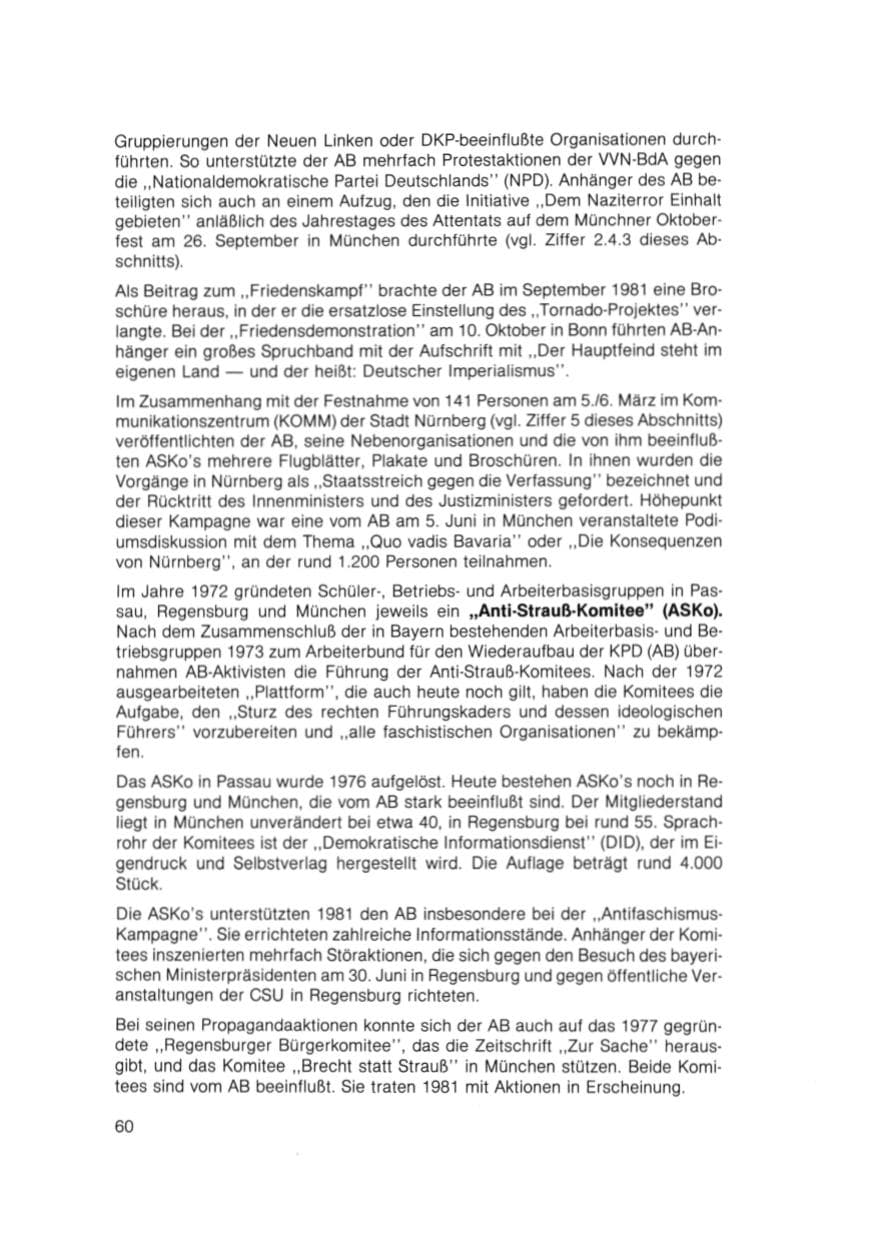 Seite 61 des Verfassungsschutzbericht 1981 Bayern