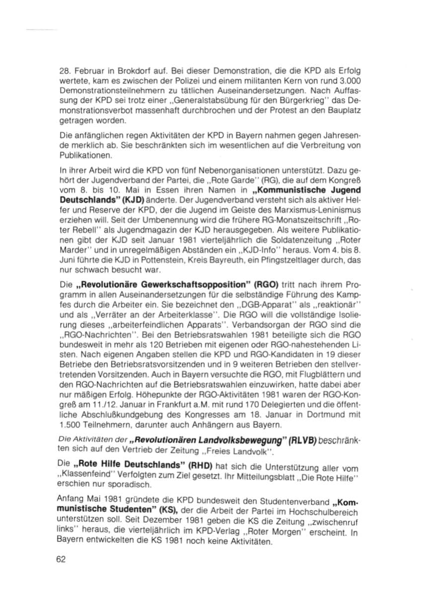 Seite 63 des Verfassungsschutzbericht 1981 Bayern