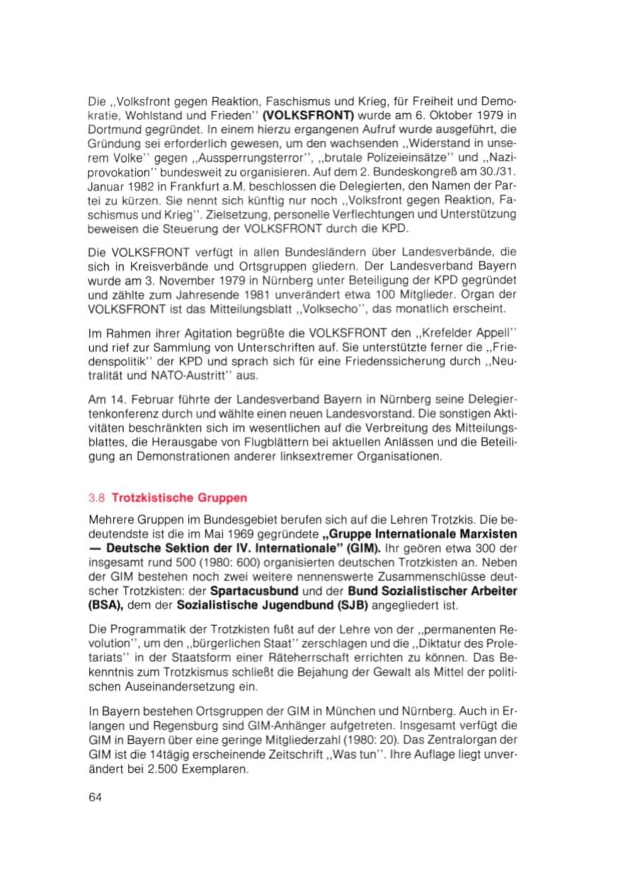 Seite 65 des Verfassungsschutzbericht 1981 Bayern
