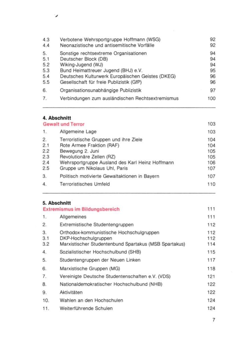 Seite 8 des Verfassungsschutzbericht 1981 Bayern