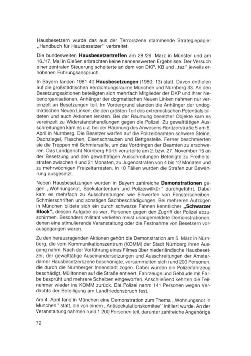 Seite 73 des Verfassungsschutzbericht 1981 Bayern