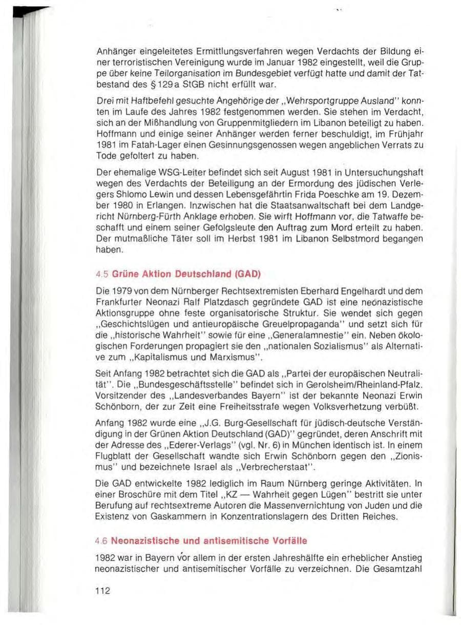 Seite 114 des Verfassungsschutzbericht 1982 Bayern