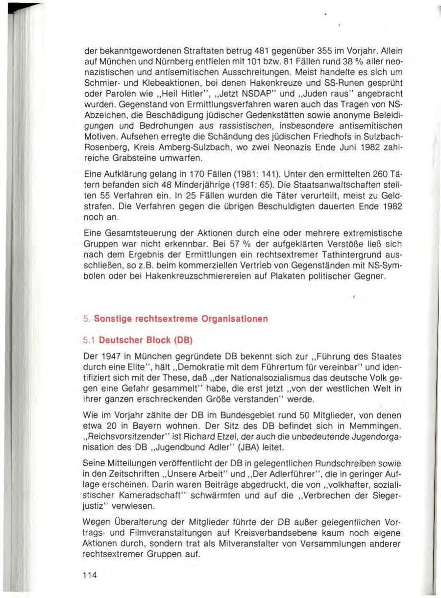 Seite 116 des Verfassungsschutzbericht 1982 Bayern