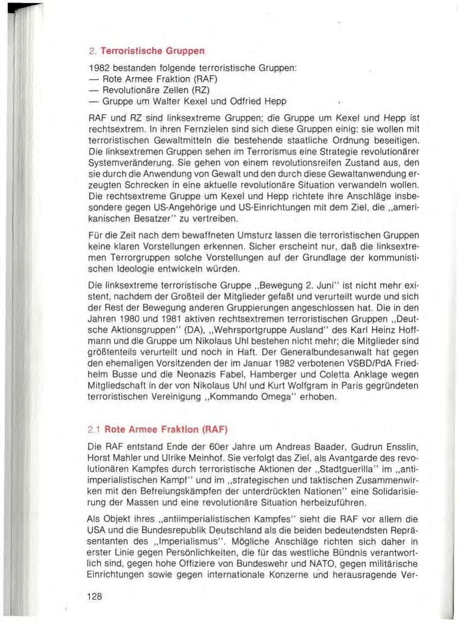 Seite 130 des Verfassungsschutzbericht 1982 Bayern