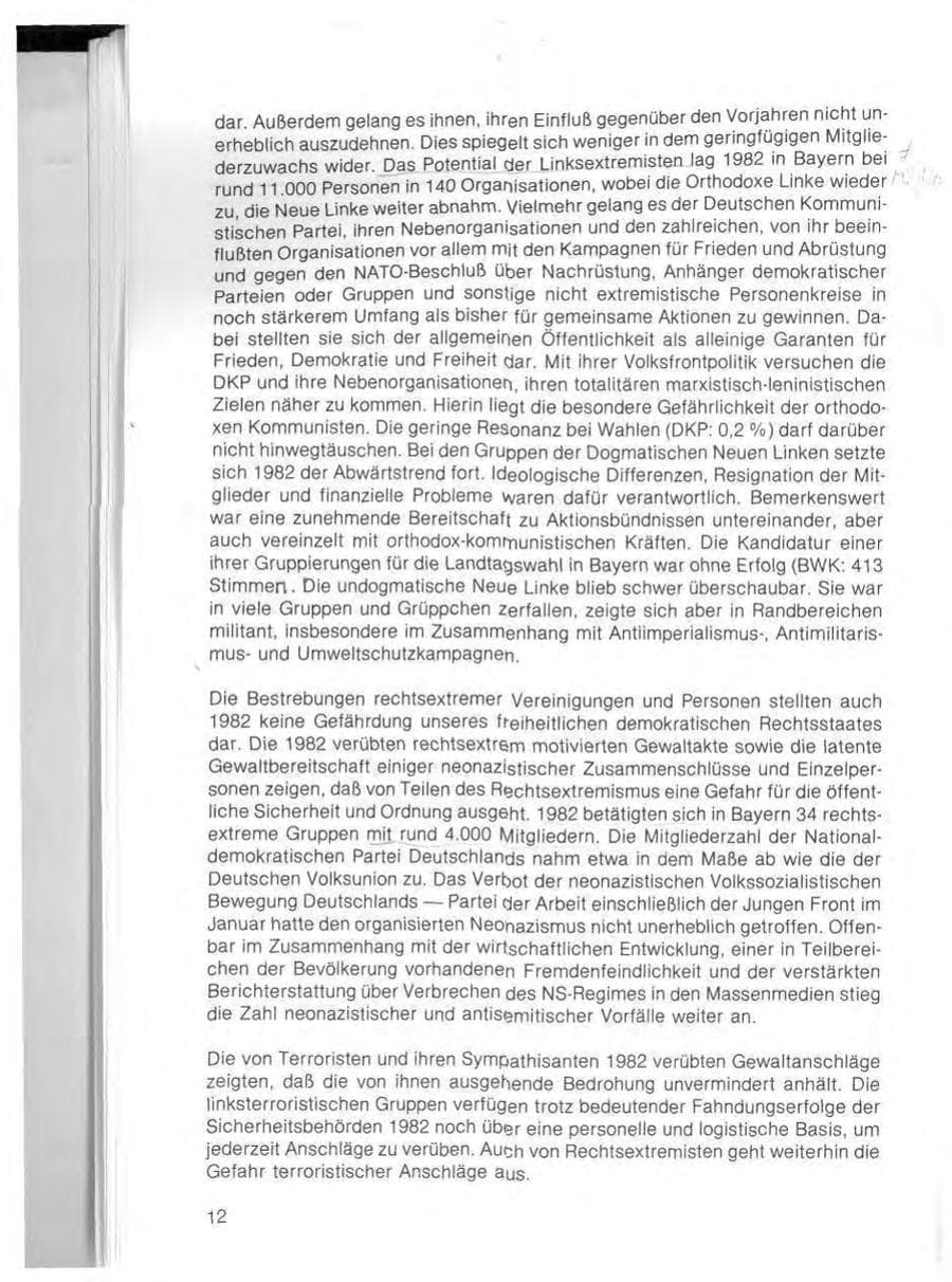 Seite 14 des Verfassungsschutzbericht 1982 Bayern