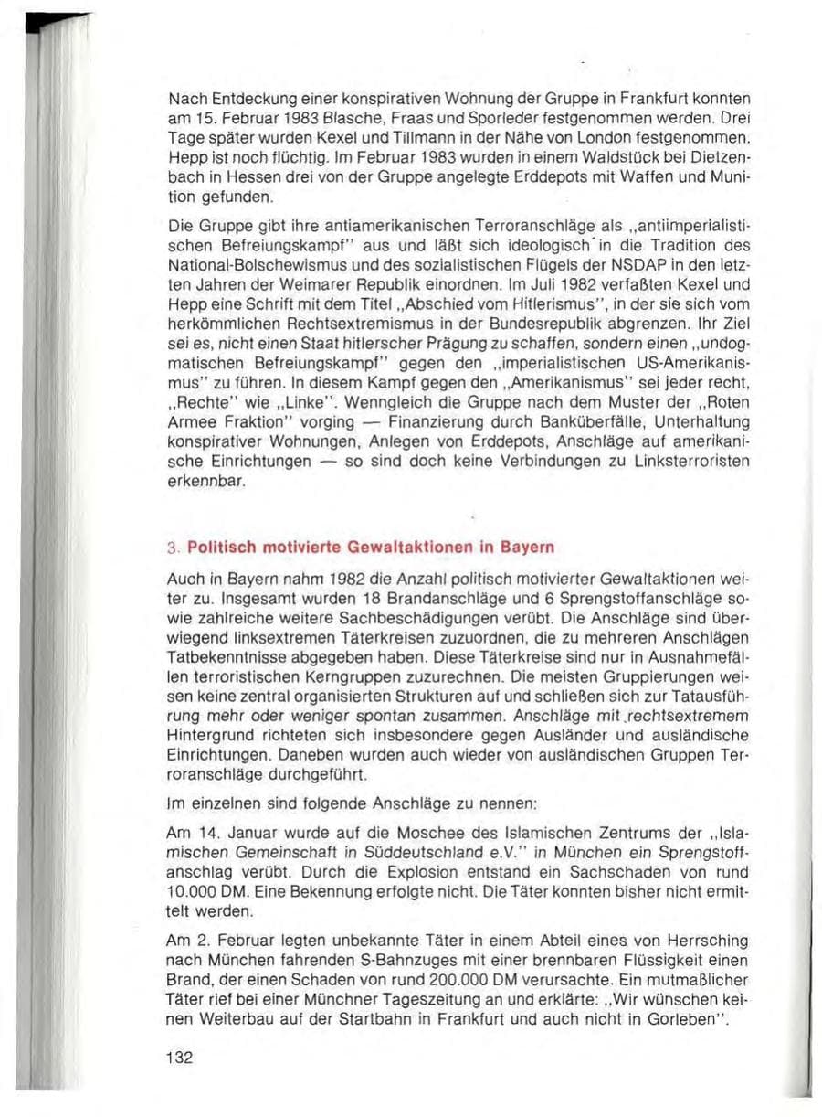 Seite 134 des Verfassungsschutzbericht 1982 Bayern