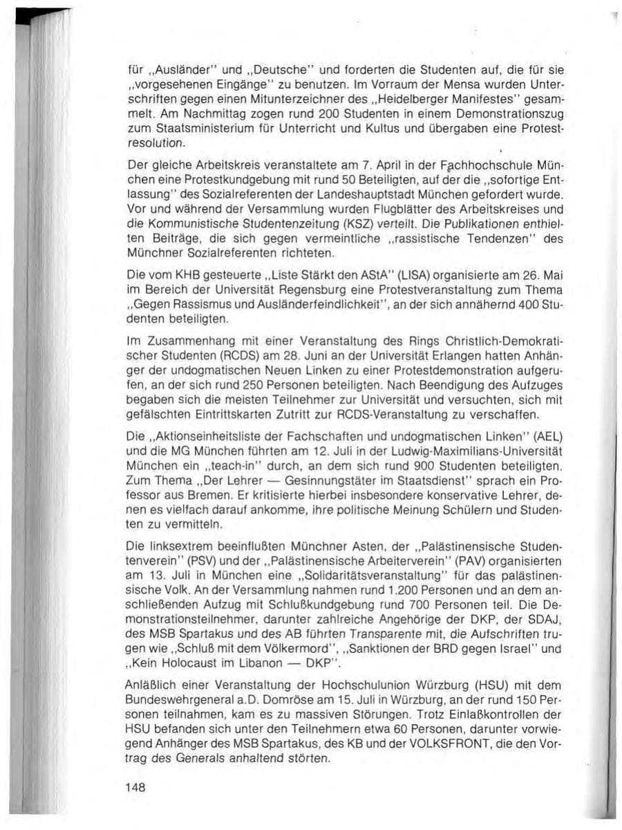 Seite 150 des Verfassungsschutzbericht 1982 Bayern