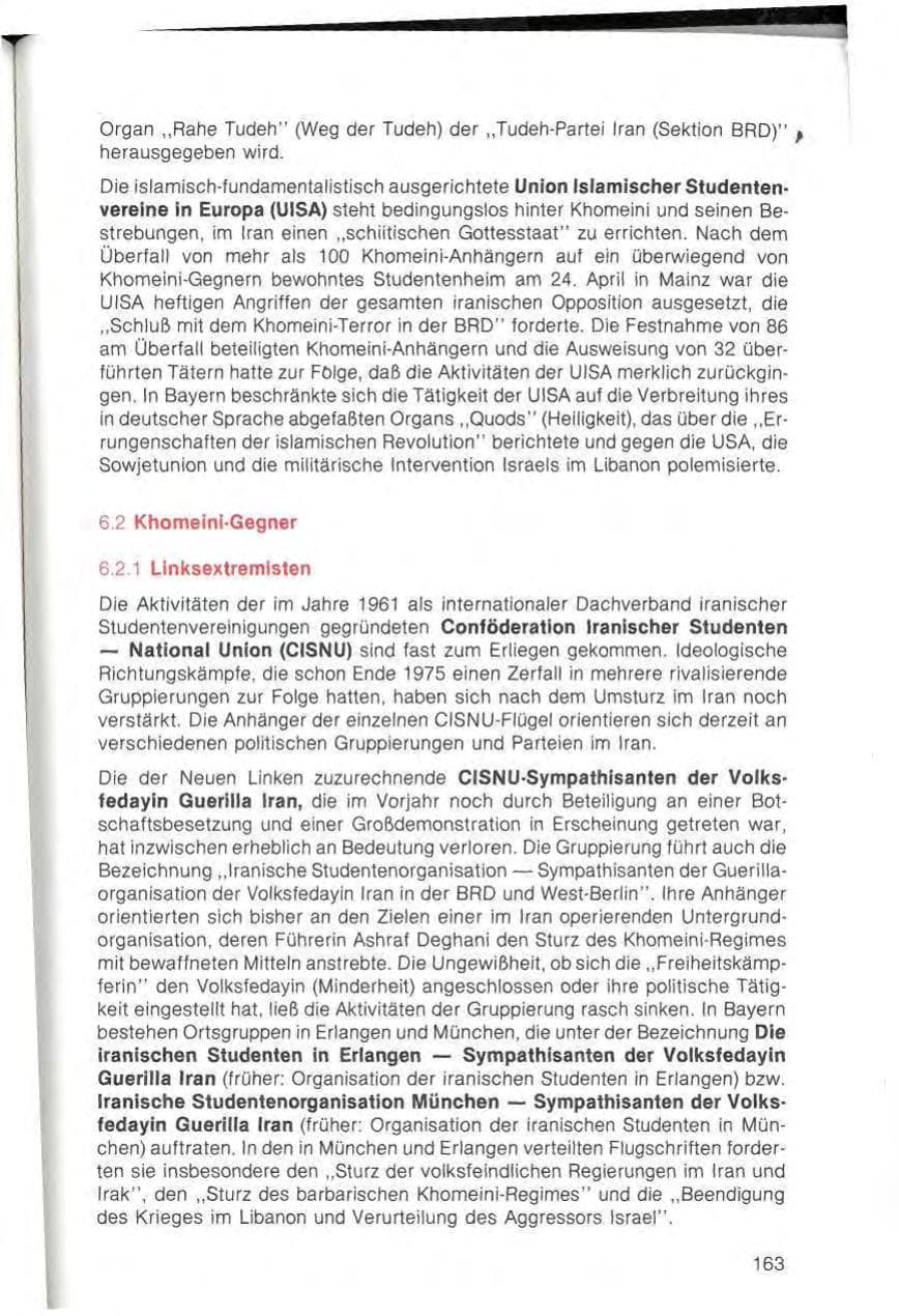 Seite 165 des Verfassungsschutzbericht 1982 Bayern