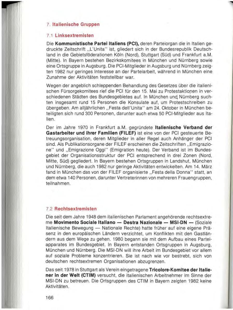 Seite 168 des Verfassungsschutzbericht 1982 Bayern