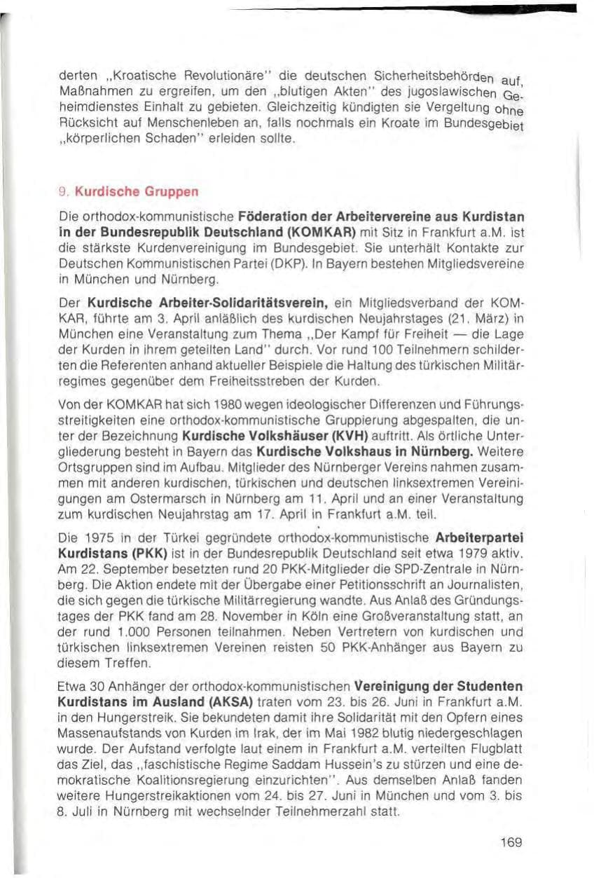 Seite 171 des Verfassungsschutzbericht 1982 Bayern