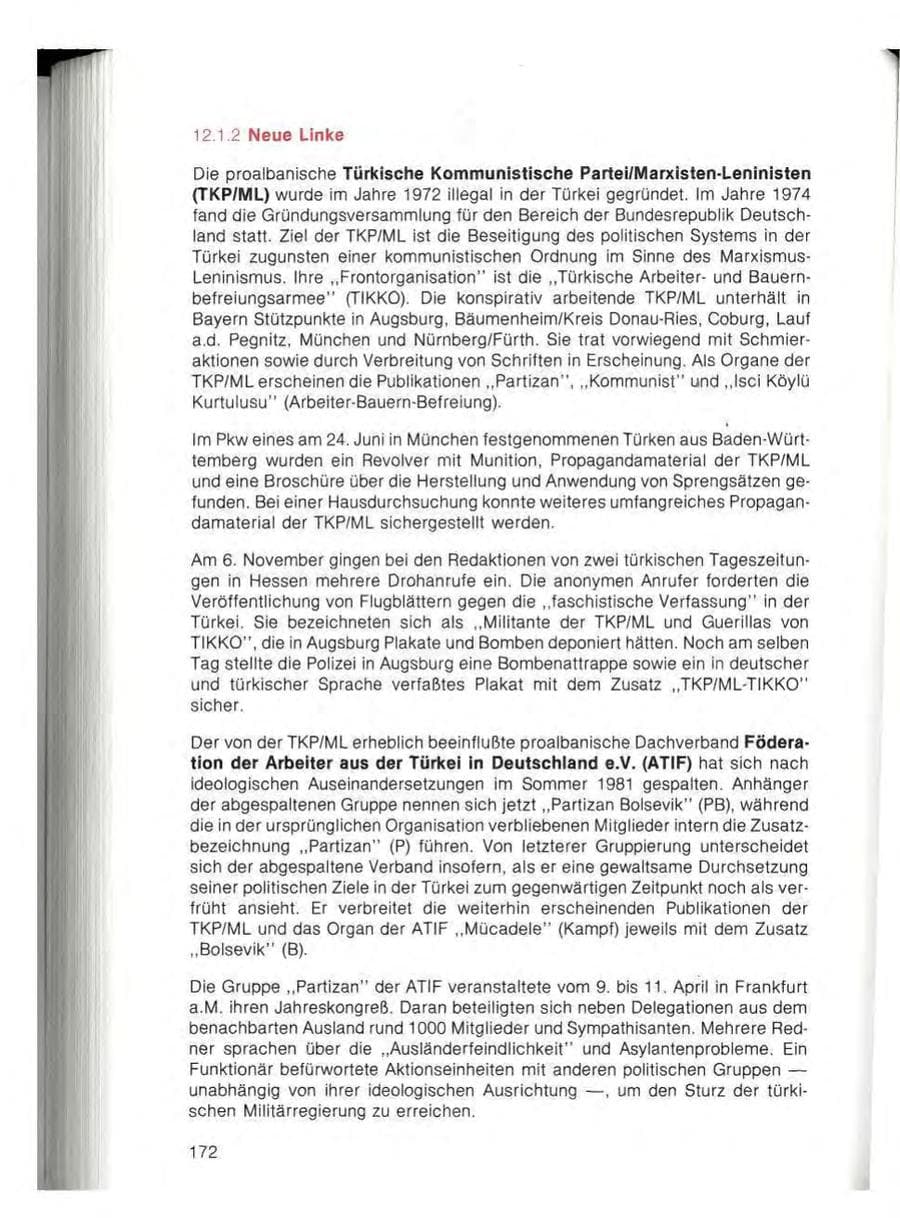 Seite 174 des Verfassungsschutzbericht 1982 Bayern